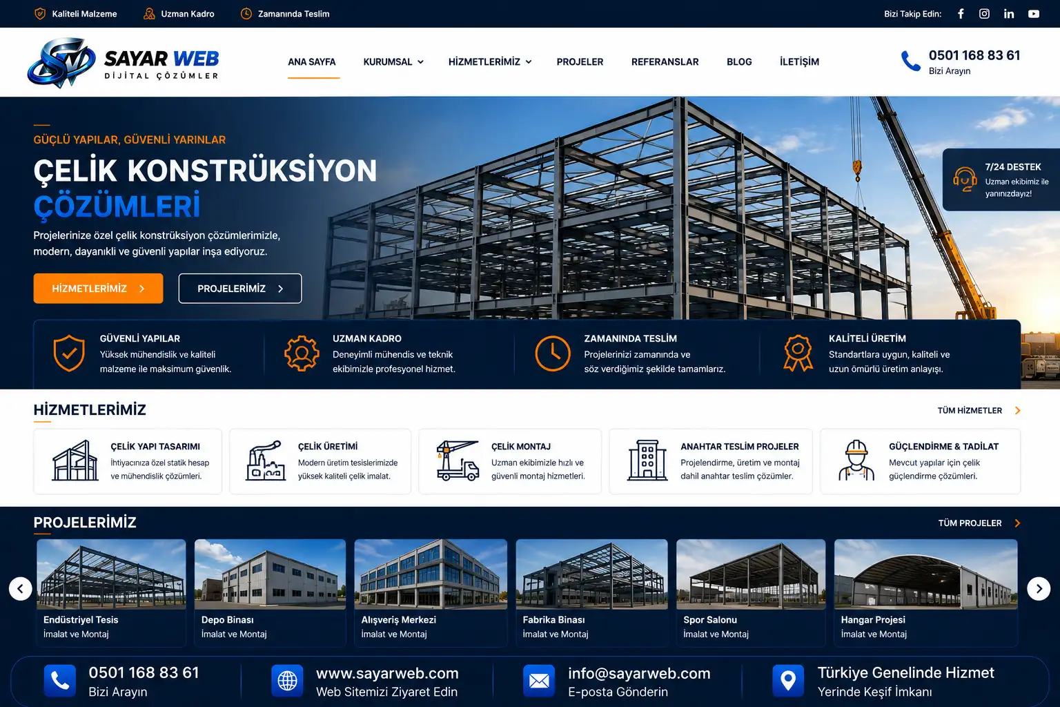 Çelik Konstrüksiyon Web Sitesi Kurulumu