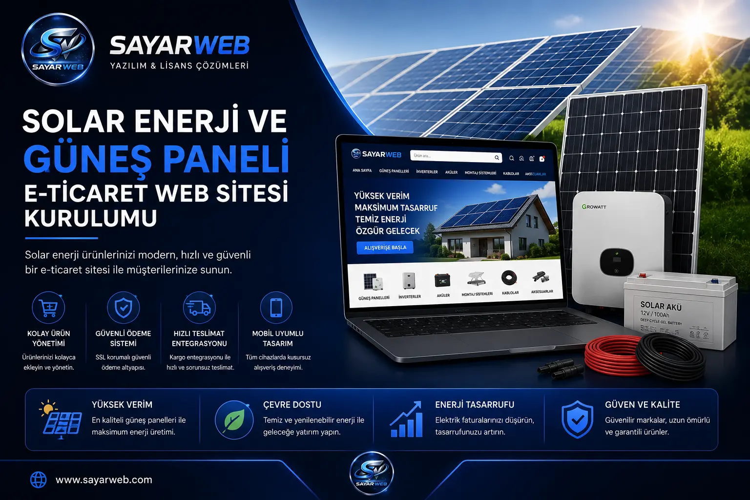 Solar Enerji ve Güneş Paneli E-Ticaret Web Sitesi Kurulumu