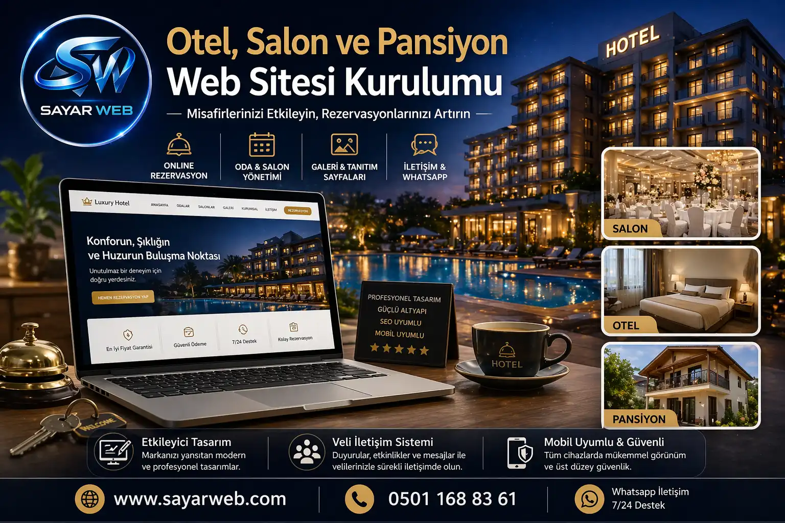 Otel, Salon ve Pansiyon Web Sitesi Kurulumu