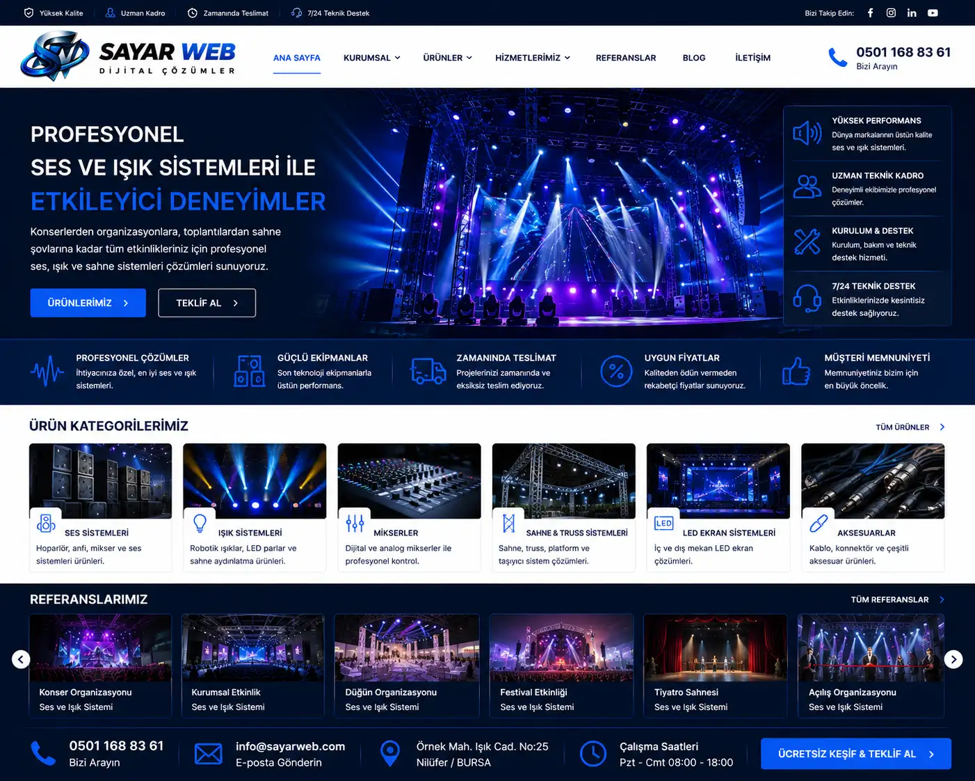 Ses ve Işık Sistemleri Web Sitesi Kurulumu