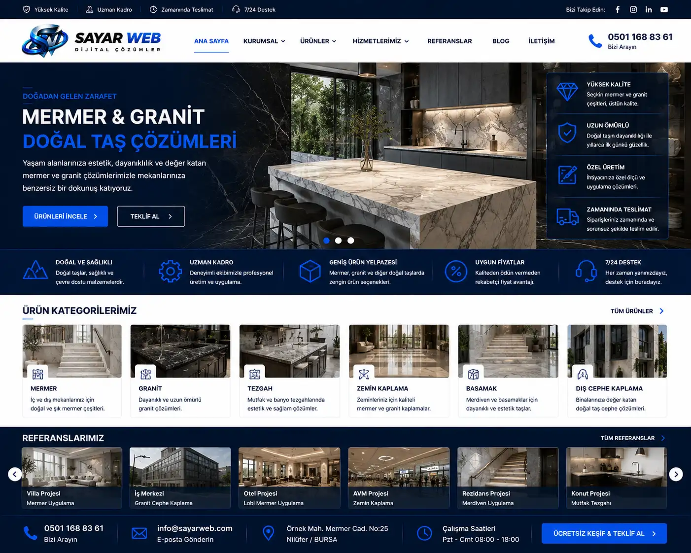 Mermer ve Granit Web Sitesi Kurulumu
