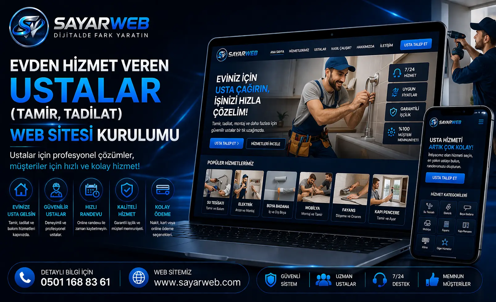Evden Hizmet Veren Ustalar Tamir Tadilat Web Sitesi Kurulumu
