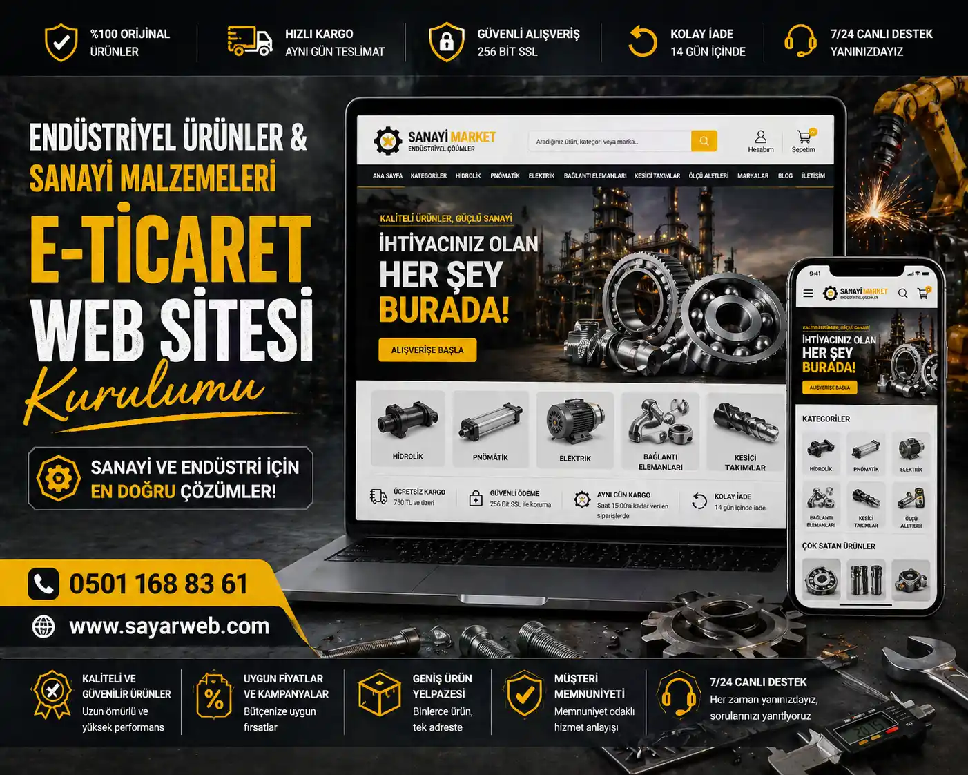 Endüstriyel Ürünler ve Sanayi Malzemeleri E-Ticaret Web Sitesi Kurulumu