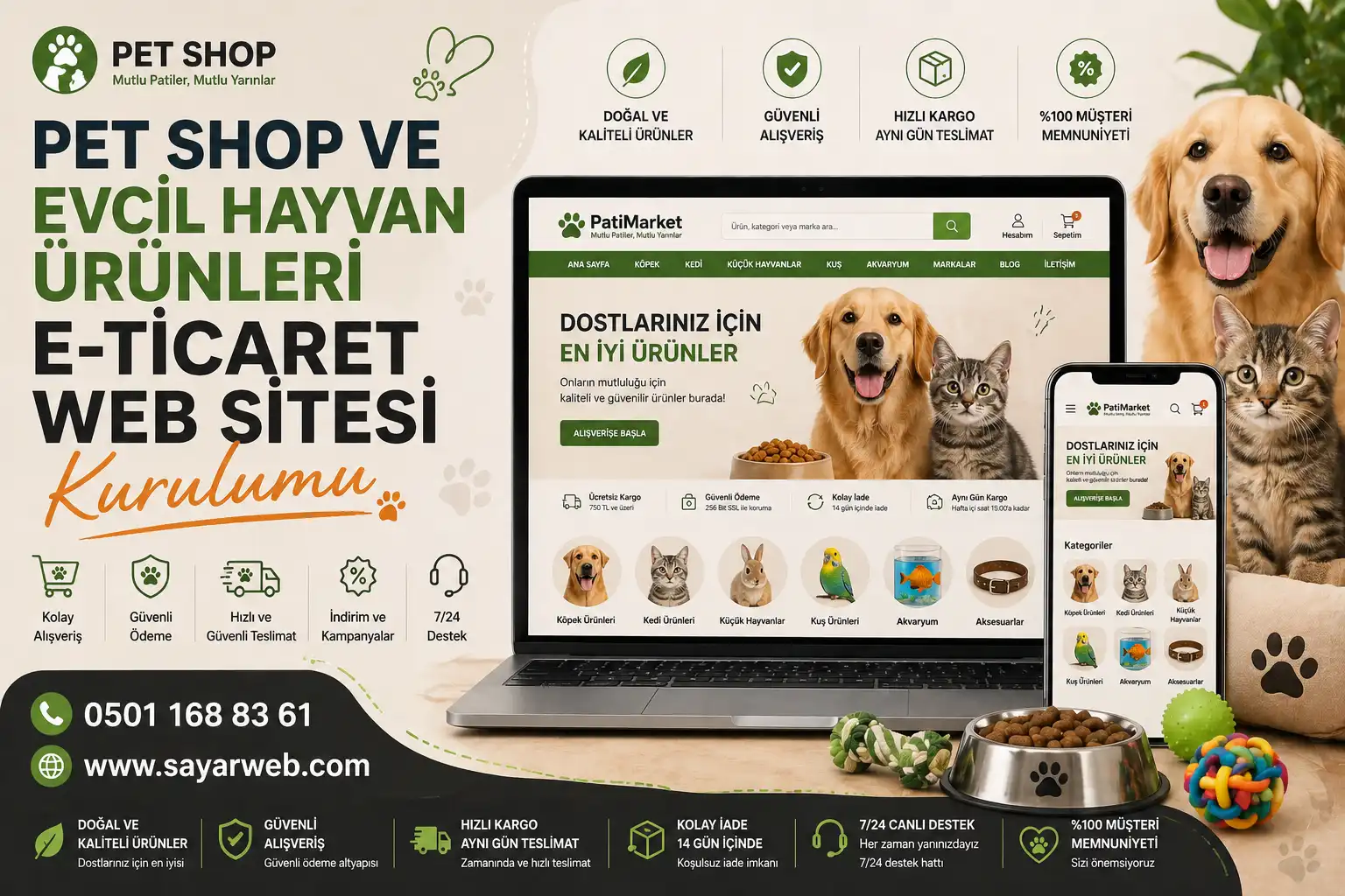 Pet Shop ve Evcil Hayvan Ürünleri E-Ticaret Web Sitesi Kurulumu
