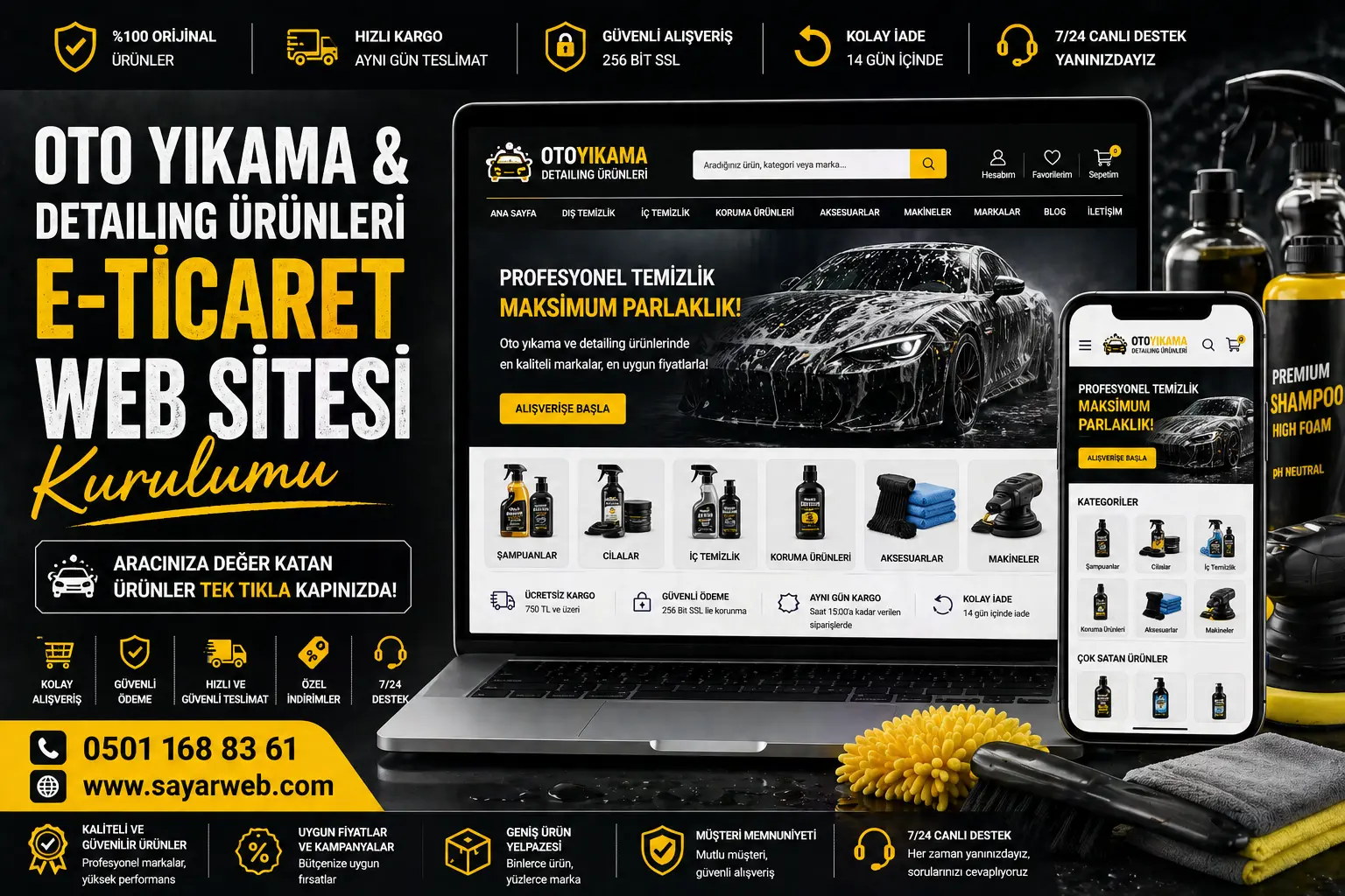 Oto Yıkama ve Detailing Ürünleri E-Ticaret Web Sitesi Kurulumu
