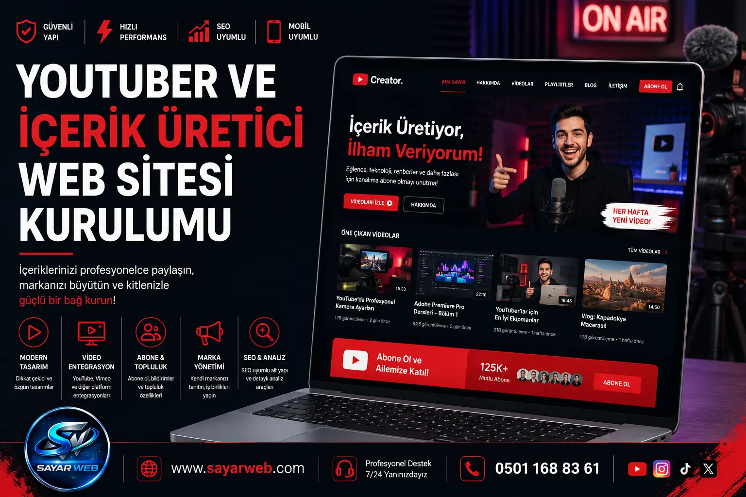 YouTuber ve İçerik Üretici Web Sitesi Kurulumu