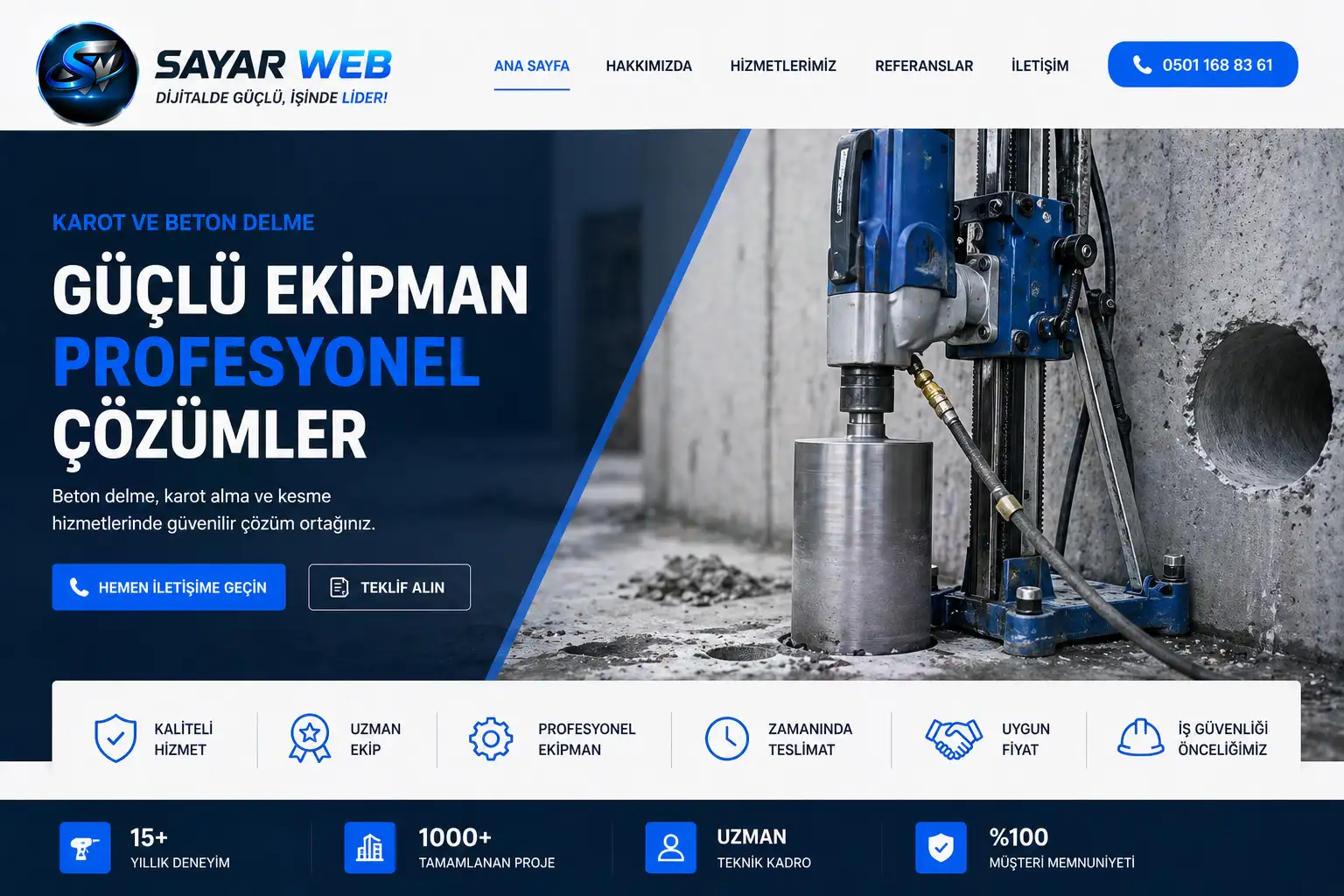 Karot ve Beton Delme Firması Web Sitesi Kurulumu