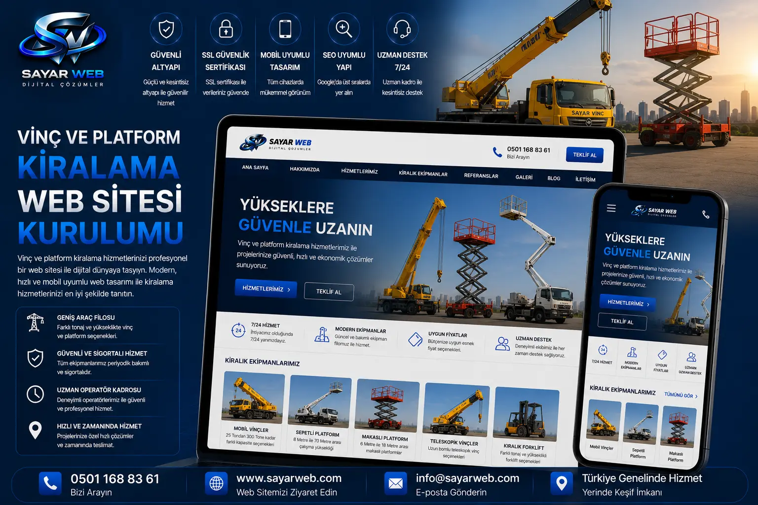 Vinç ve Platform Kiralama Web Sitesi Kurulumu