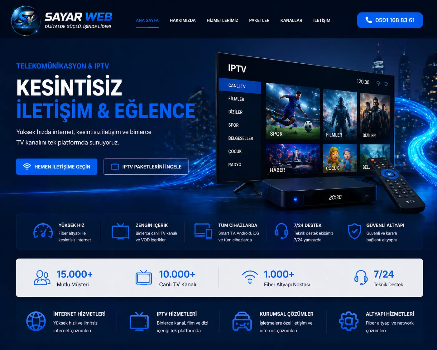 Telekomünikasyon ve IPTV Web Sitesi Kurulumu