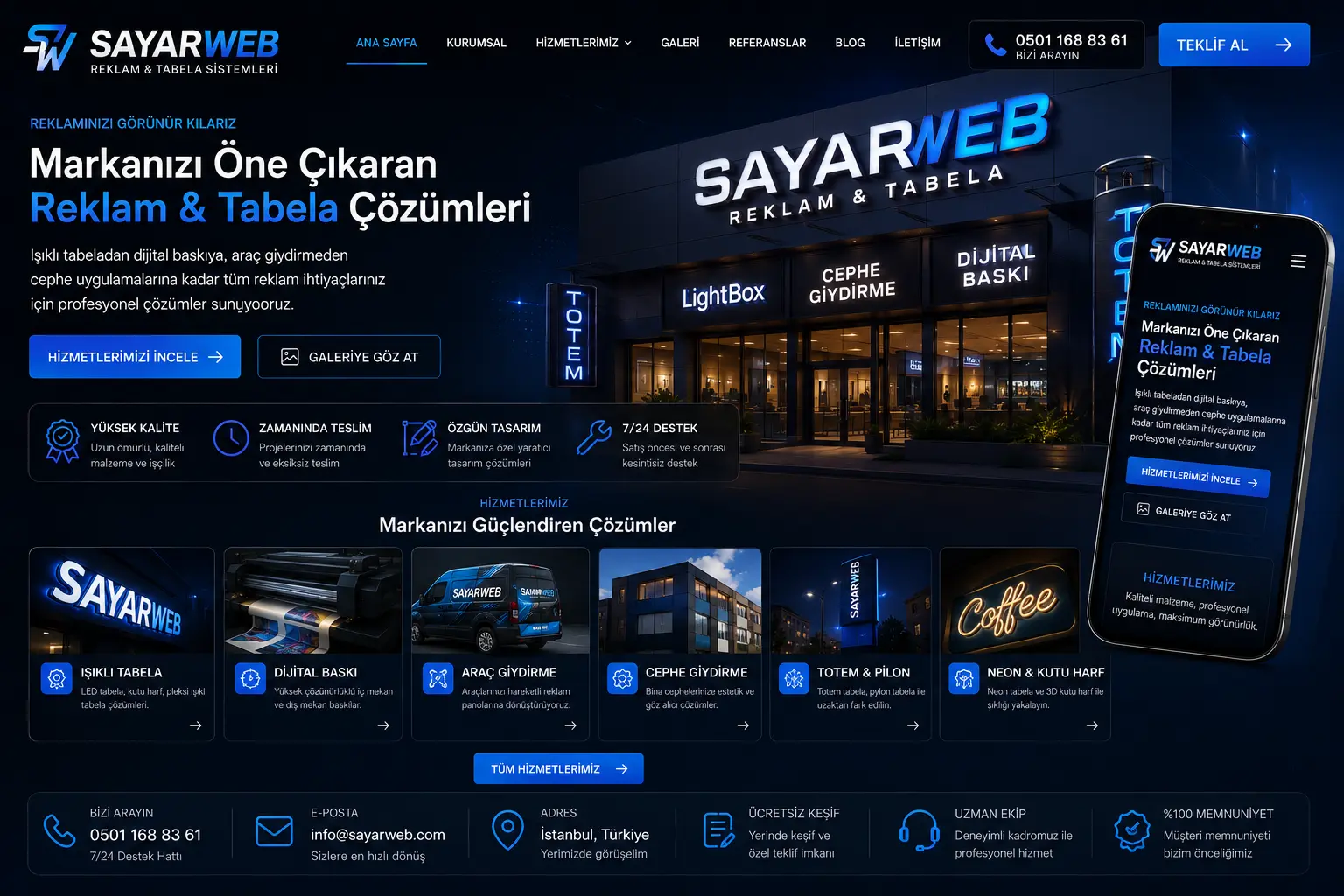 Reklamcı ve Tabela Firması Web Sitesi Kurulumu