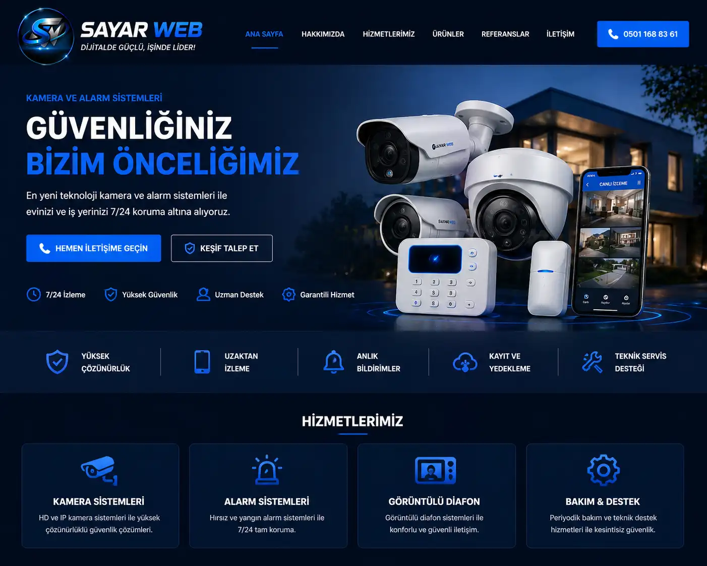 Kamera ve Alarm Sistemleri Web Sitesi Kurulumu