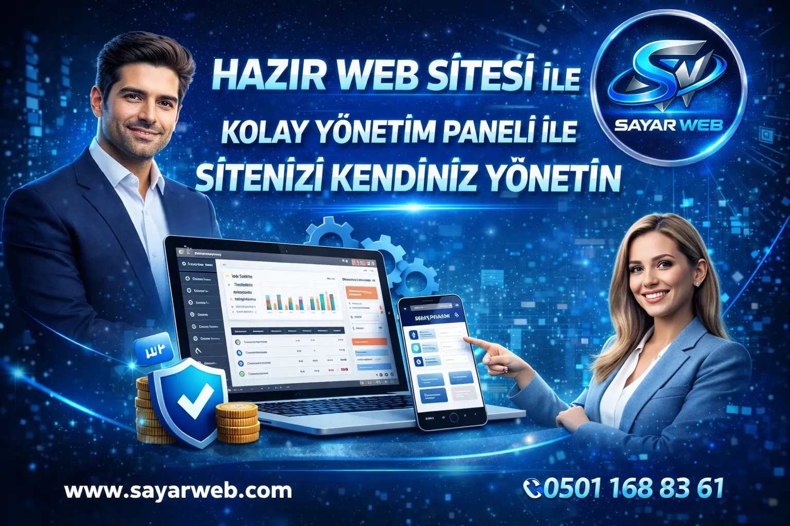 Hazır Web Sitesi ile Kolay Yönetim Paneli ile Sitenizi Kendiniz Yönetin