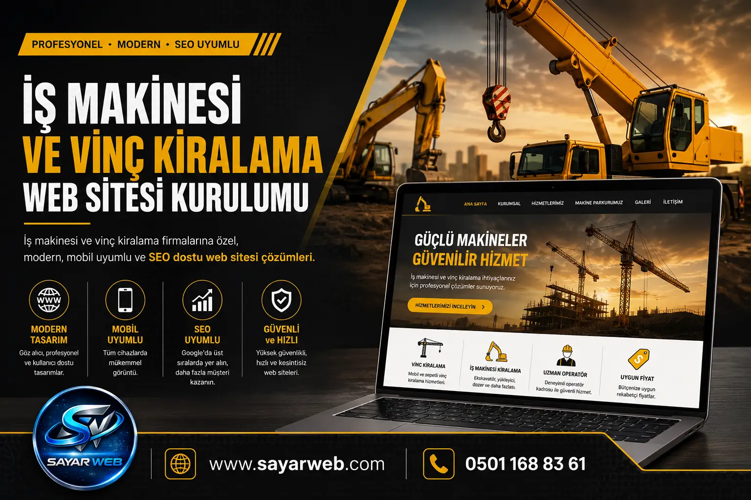 İş Makinesi ve Vinç Kiralama Web Sitesi Kurulumu
