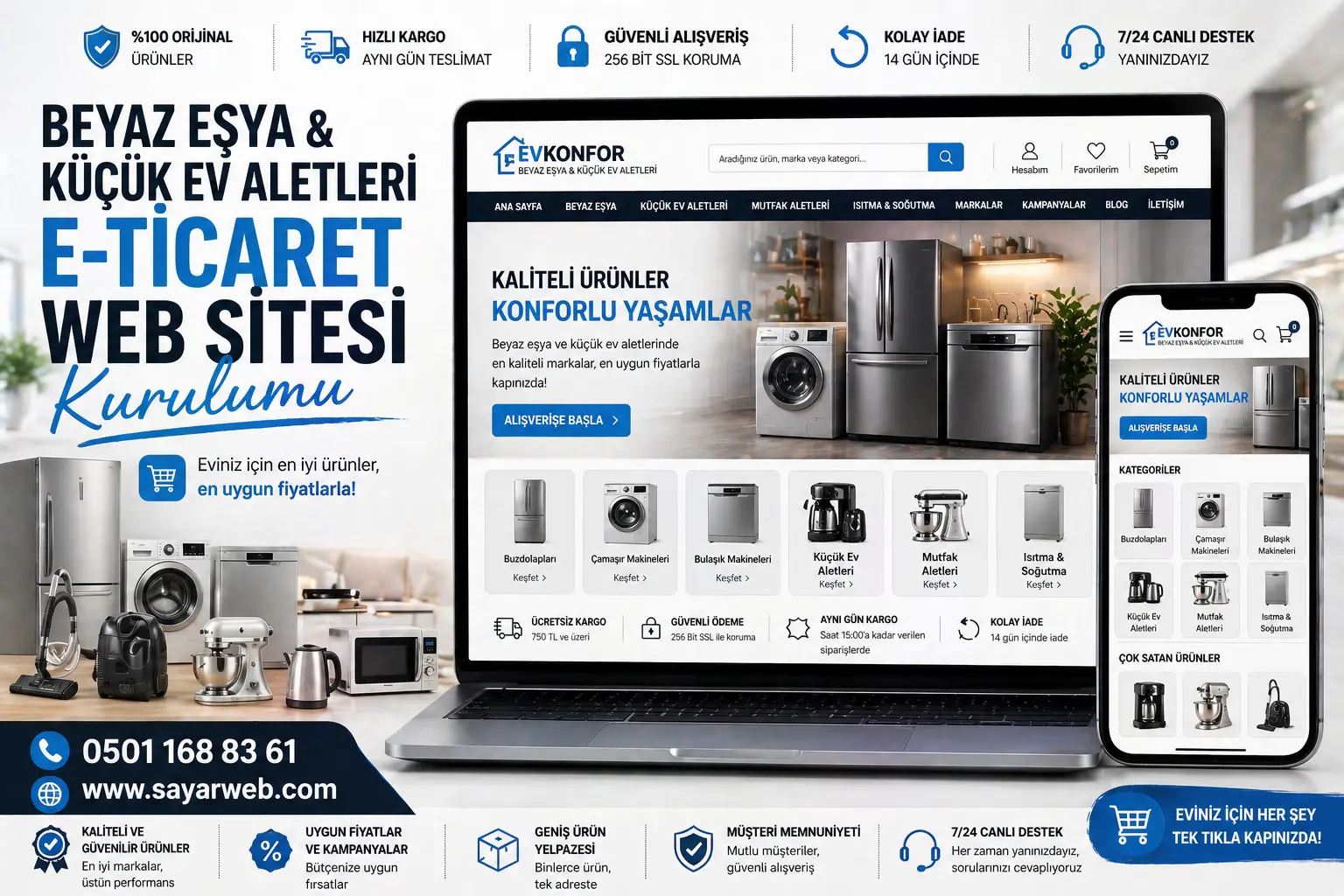 Beyaz Eşya ve Küçük Ev Aletleri E-Ticaret Web Sitesi Kurulumu