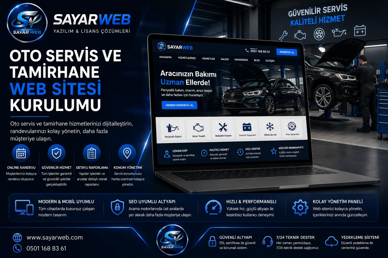 Oto Servis ve Tamirhane Web Sitesi Kurulumu
