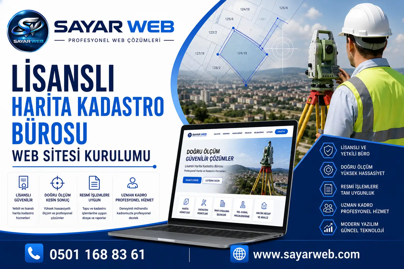 Lisanslı Harita Kadastro Bürosu Web Sitesi Kurulumu