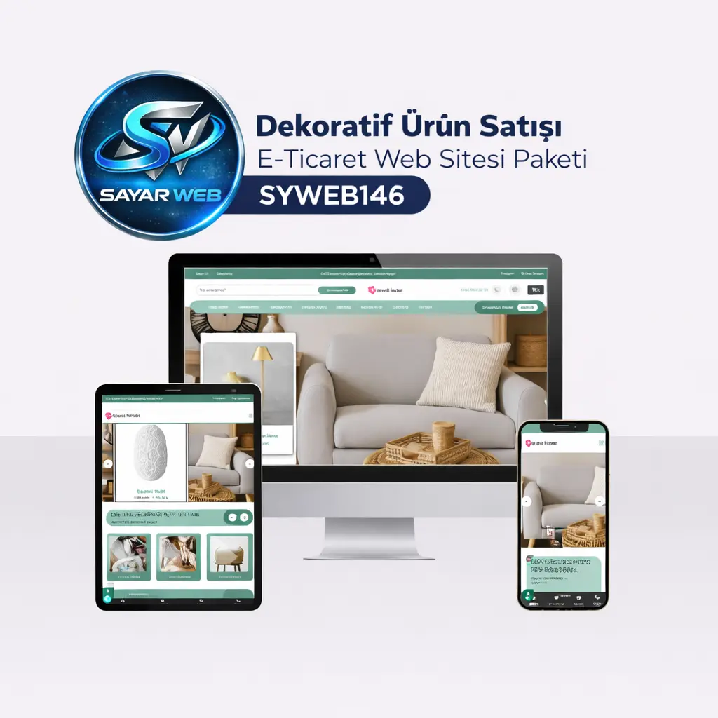 Dekoratif Ürün Satışı E-Ticaret Web Sitesi Paketi  SYWEB146