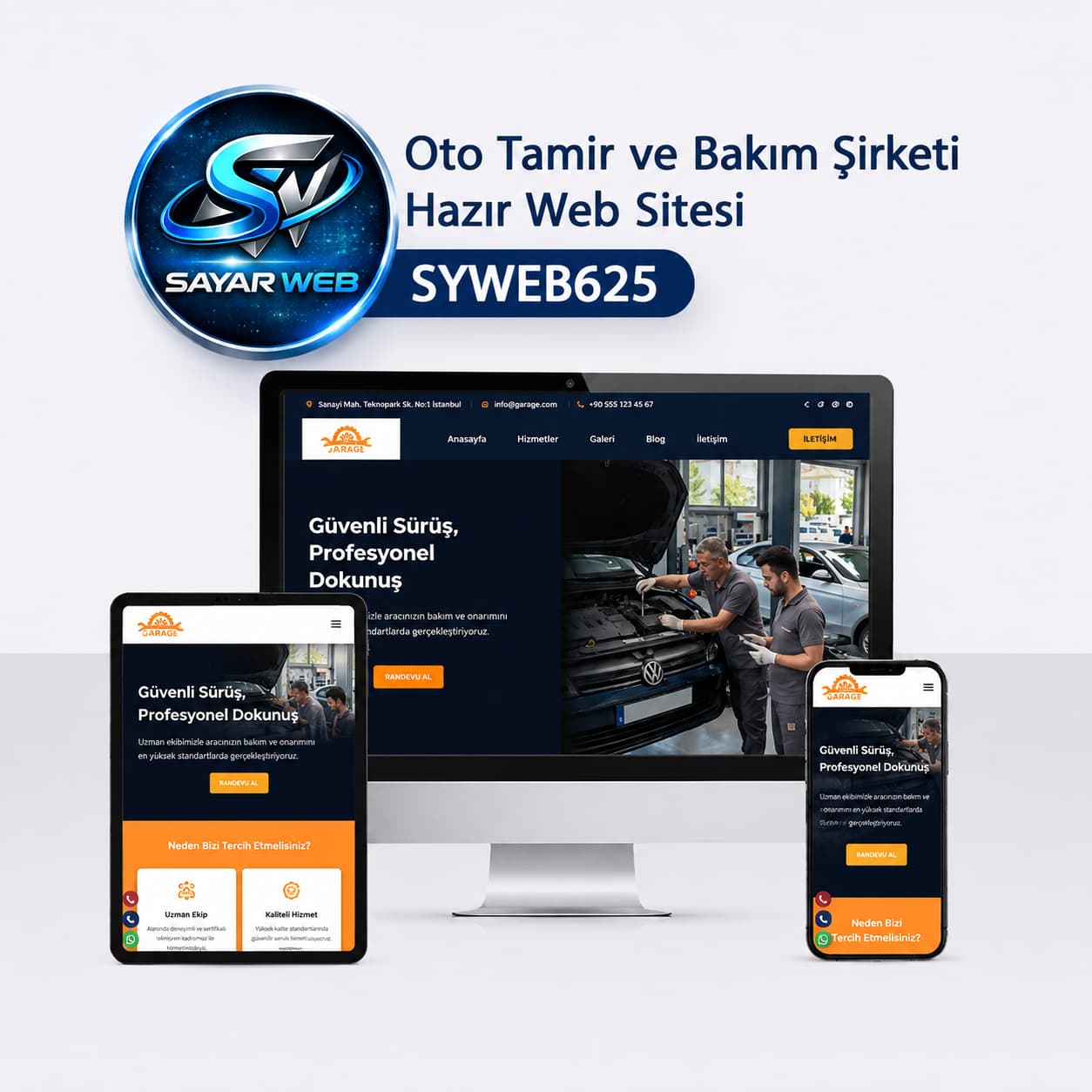 Oto Tamir ve Bakım Şirketi Hazır Web Sitesi SYWEB625