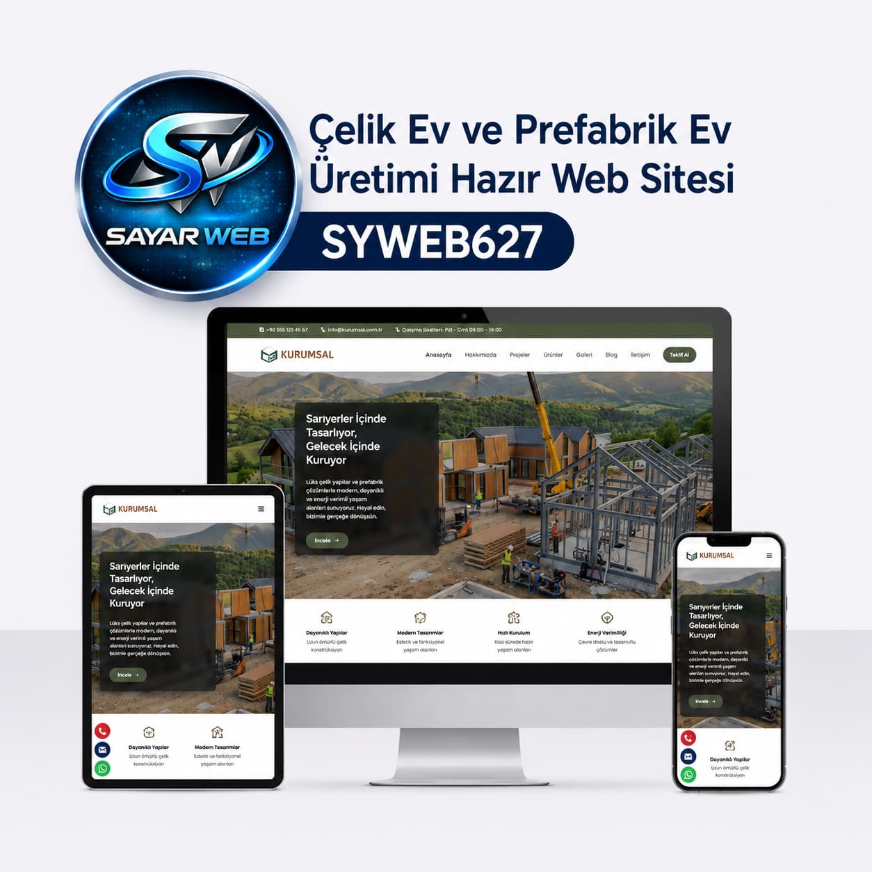 Çelik Ev ve Prefabrik Ev Firmaları İçin Hazır Web Sitesi SYWEB627
