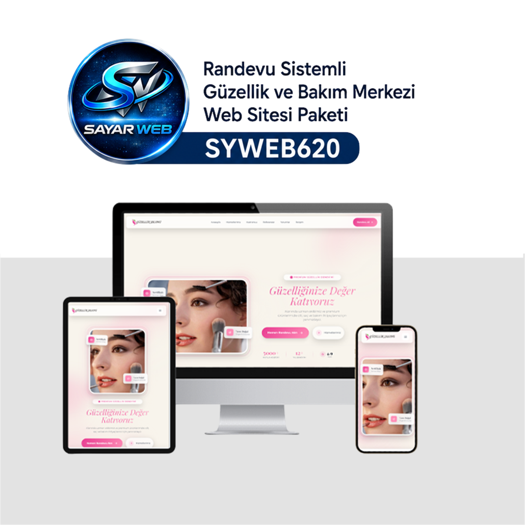 Randevu Sistemli Güzellik ve Bakım Merkezi Web Sitesi Paketi SYWEB620