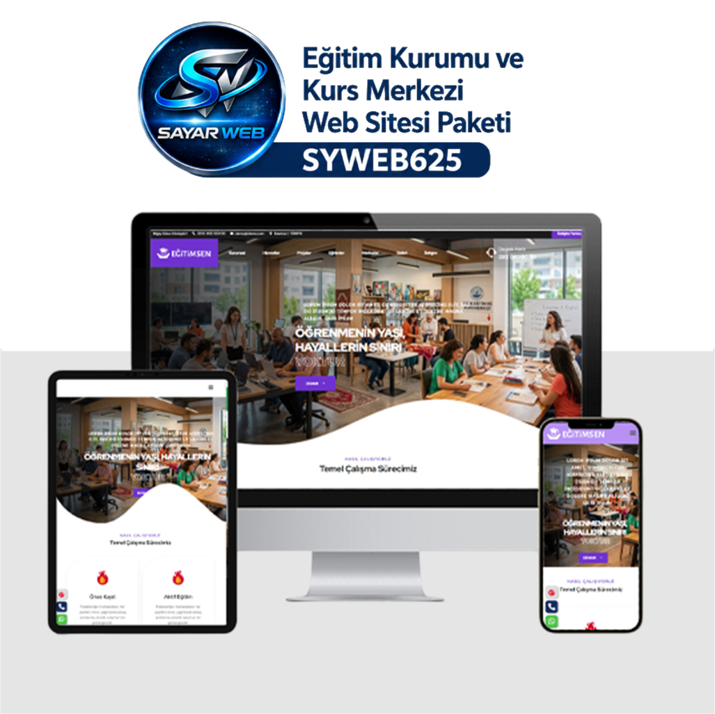 Eğitim Kurumu ve Kurs Merkezi Web Sitesi Paketi  SYWEB625
