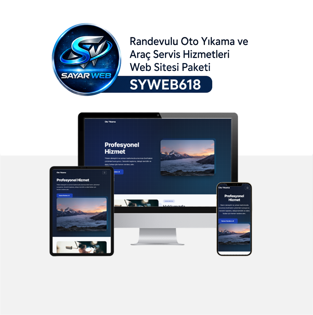 Randevulu Oto Yıkama ve Araç Servis Hizmetleri Web Sitesi Paketi SYWEB618
